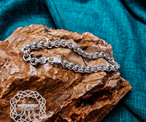 Sterling Silver Viking Bracelet. Handmade Double-Link Design.
