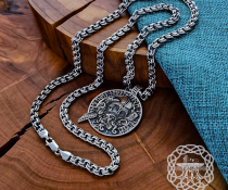 Handmade Sterling Silver Odin Necklace. Viking Raven Design.