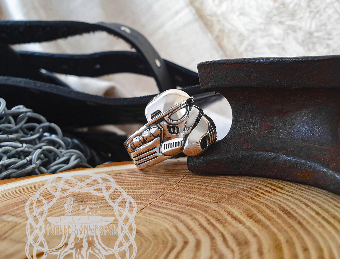 Handmade Sterling Silver Stormtrooper Ring. Star Wars Inspired Jewelry.