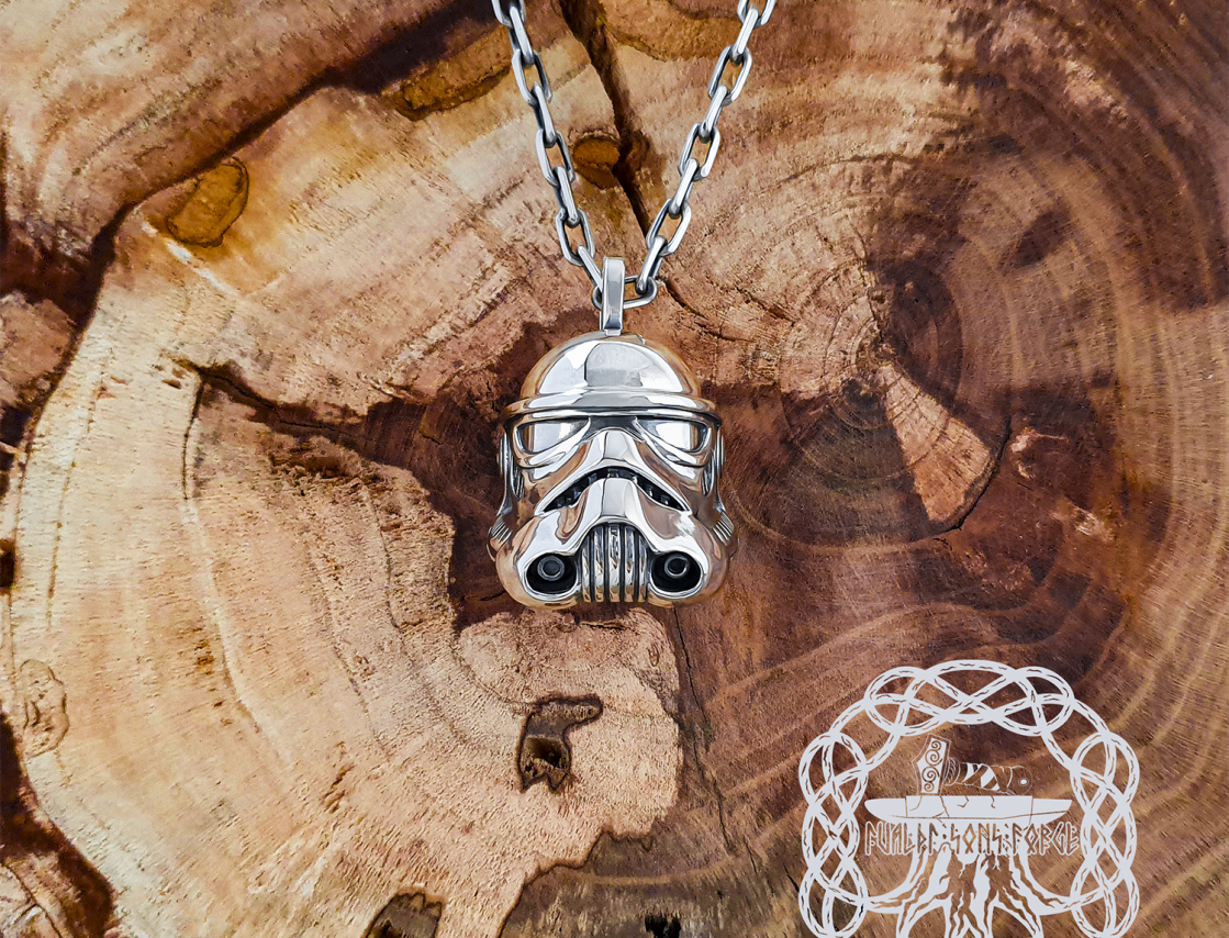 Handmade Sterling Silver Stormtrooper Pendant. Star Wars Necklace.