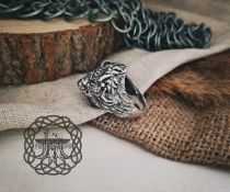 Sterling Silver Bison Head Ring. Handmade Animal Jewelry.