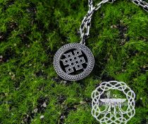 Elegant Endless Knot Pendant. Sterling Silver Handmade Necklace.