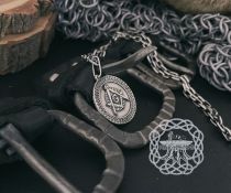 Handmade Sterling Silver Masonic Necklace. Handcrafted Square and Compasses Pendant.