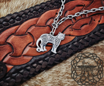 Sterling Silver Mystic Celtic Cat Pendant. Handmade Women Necklace.