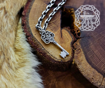 Sterling Silver Key Pendant. Handmade Elegant Charm Necklace.