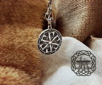 Handmade Sterling Silver Viking Shield Pendant. Norse Axe Necklace.