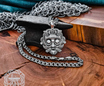 Handmade Sterling Silver Loki Mask Pendant. Viking Replica from Gnezdovo.