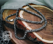 Sterling Silver Byzantine Necklace. Handmade Viking Chain.