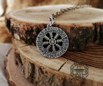 Handmade Sterling Silver Helm of Awe Pendant. Viking Aegishjalmur Necklace.