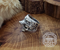 Handmade Viking Wolf Skull Ring. Sterling Silver Ulfhednar Jewelry.