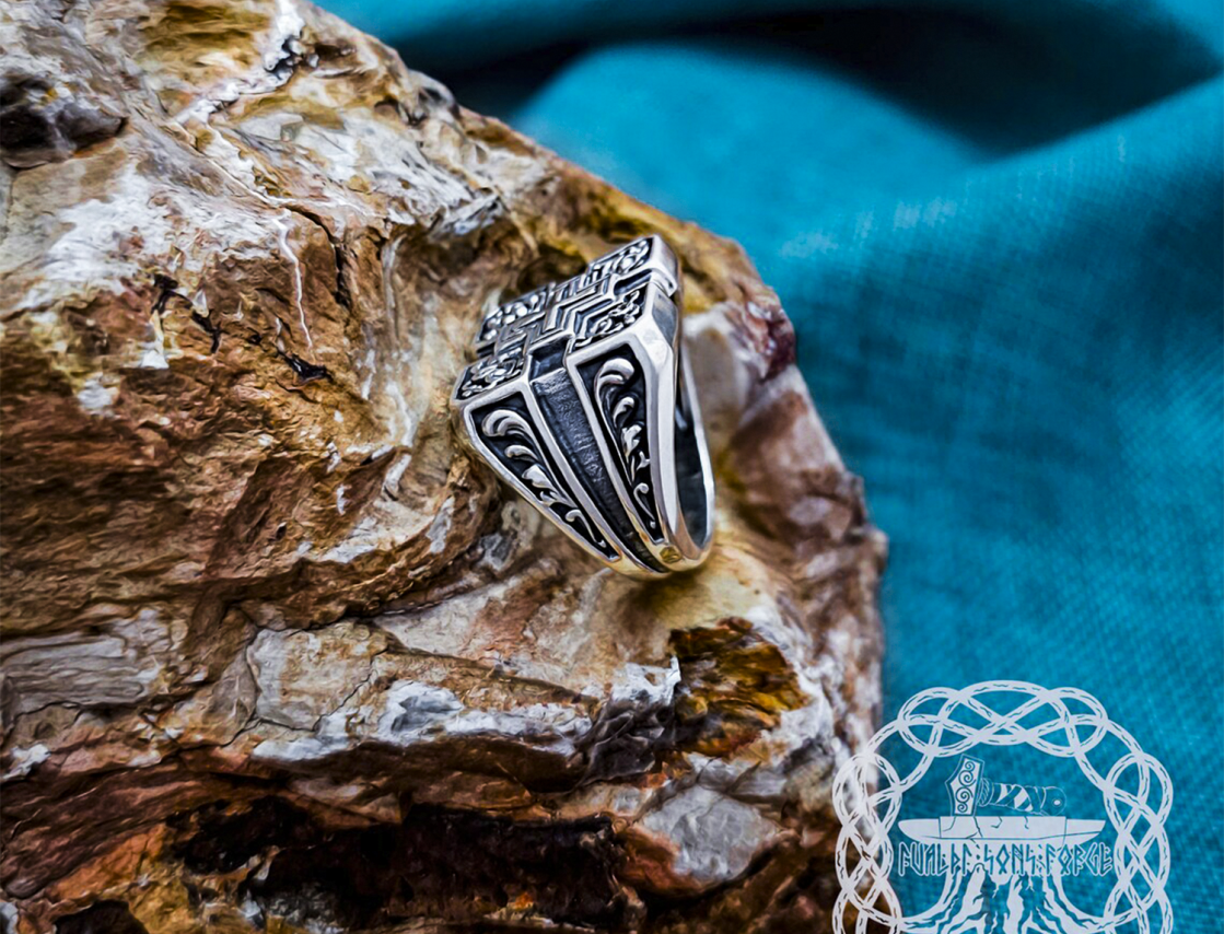 Sterling Silver Cross Statement Ring. Gothic Knight Jewelry.