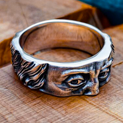 Sterling Silver Benjamin Franklin Ring. Handcrafted Artisan Jewelry.