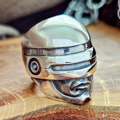 Robocop Sterling Silver Ring. Handmade Heroic Design.