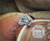 Handmade Sterling Silver Rhinoceros Head Ring. Biker Animal Jewelry.