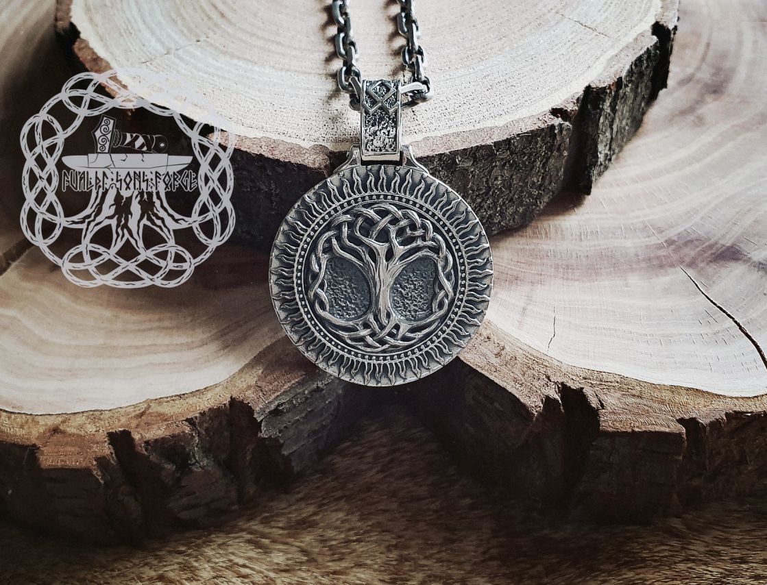 Handmade Sterling Silver Yggdrasil Pendant. Norse Viking World Tree Necklace.