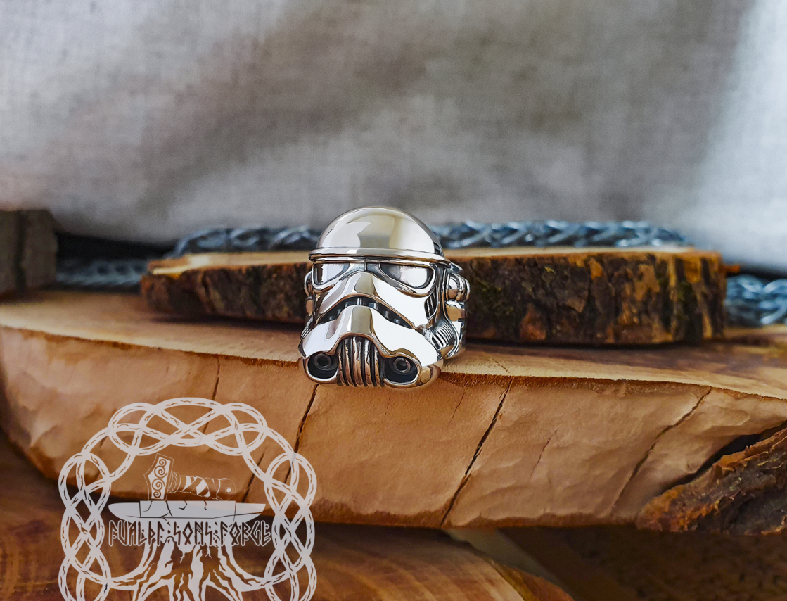 Handmade Sterling Silver Stormtrooper Ring. Star Wars Inspired Jewelry.