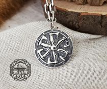 Handmade Sterling Silver Viking Shield Pendant. Norse Axe Necklace.