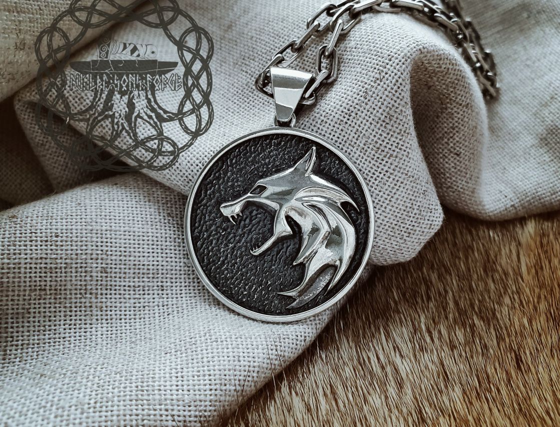 Wolf School Medallion Wolf Pendant Sterling Silver Cosplay Pendant Witcher Wolf School Necklace Witcher Medallion Witcher Pendant