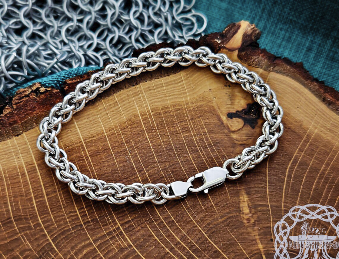 Sterling Silver Viking Bracelet. Handmade Norse Mythology Jewelry Gift.