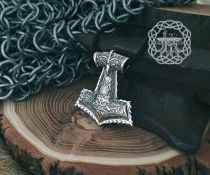 Viking Mjolnir Pendant. Sterling Silver Thor Hammer Necklace.