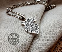 Handmade Sterling Silver Celtic Wolf Necklace. Detailed Animal Design.