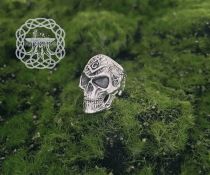 Handmade Sterling Silver Masonic Skull Ring. Freemason Biker Jewelry.