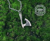 Handmade Sterling Silver Viking Axe Pendant. Norse Battle Axe Necklace.