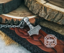 Viking Thor Hammer Necklace. Sterling Silver Mjolnir Pendant.