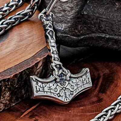 God of War Mjolnir Pendant. Sterling Silver Kratos Thor Hammer Necklace. Handmade Viking Jewelry.