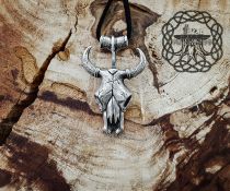 Handmade Sterling Silver Bull Skull Pendant. Detailed Animal Design.