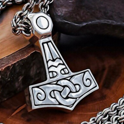 Sterling silver mjolnir pendant. Handmade Thor Hammer replica from Kostroma.