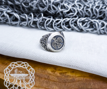 Sterling Silver Raven Banner Ring. Artisan Viking Jewelry.