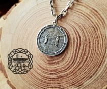 Handmade Sterling Silver Viking Shield Pendant. Norse Axe Necklace.
