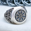 Sterling Silver Helm of Awe Ring. Artisan Viking Jewelry.