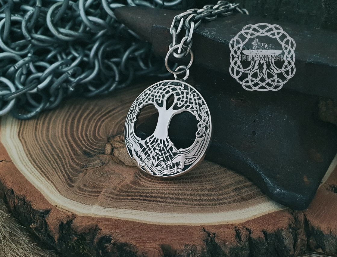 Handmade Sterling Silver Yggdrasil Pendant. Norse Viking Tree of Life Necklace.