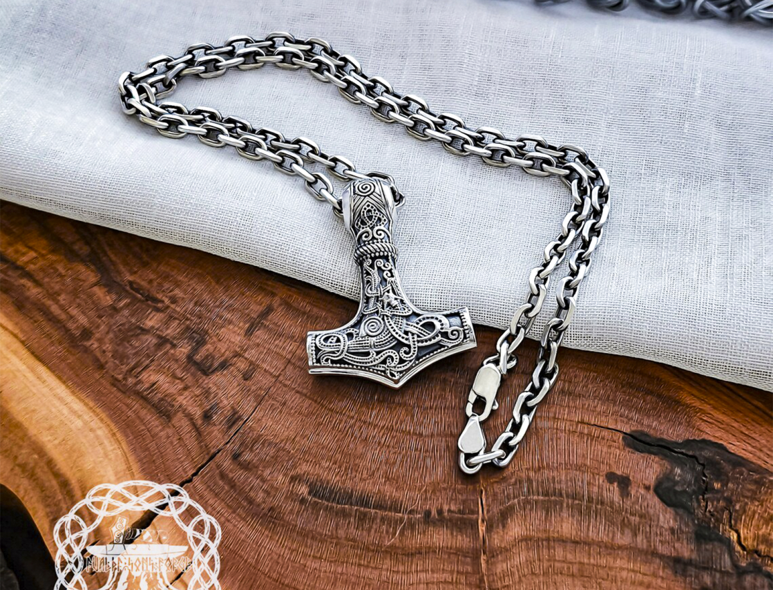 Handmade Sterling Silver Viking Anchor Chain Necklace