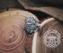 Sterling Silver Bison Head Ring. Handmade Animal Jewelry.