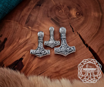 Sterling Silver Mammen Mjolnir Pendant. Handmade Viking Thor Hammer Necklace.