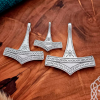 Handmade Thor hammer viking replica necklace. Sterling silver Romersdal mjolnir pendant. 