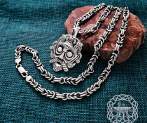 Handmade Sterling Silver Loki Mask Pendant. Viking Replica from Gnezdovo.