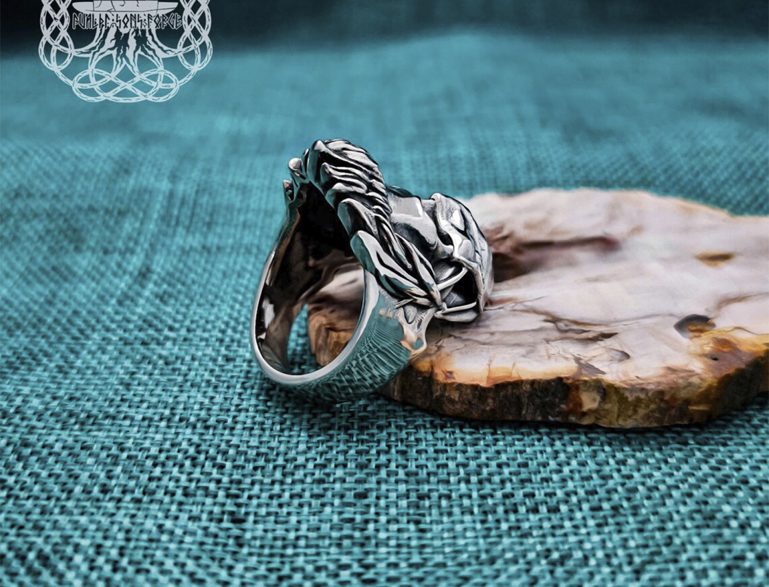 Handcrafted Sterling Silver Skull Ring. Rockabilly Biker Jewelry.