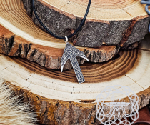 Handmade Sterling Silver Tiwaz Rune Pendant. Viking Raven Norse Necklace.