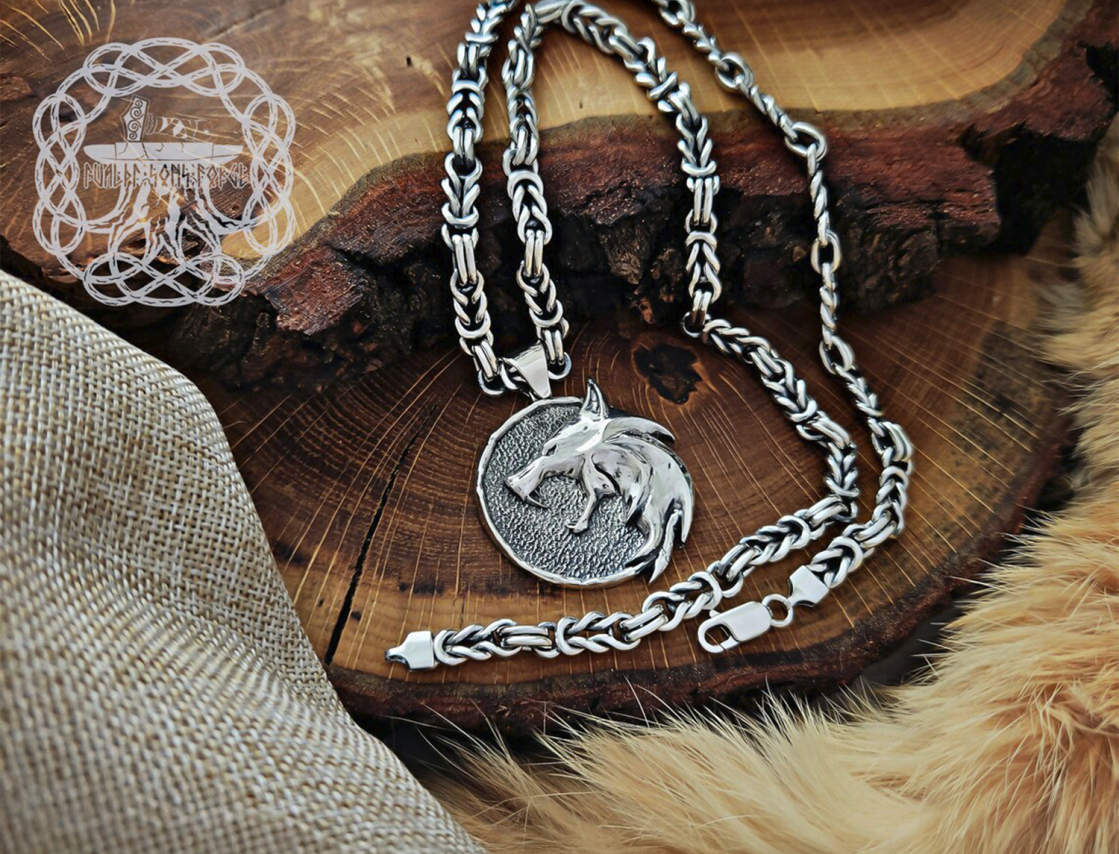 Sterling Silver Celtic Chain. Handmade Norse Jewelry Necklace.
