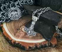Viking Thor Hammer Necklace. Sterling Silver Mjolnir Pendant.