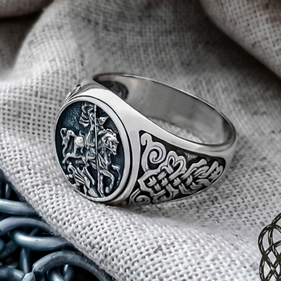 Handmade Sterling Silver Saint George Ring. Dragon Slayer Design.