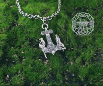 Raven & Wolf Thor Hammer Pendant. Sterling Silver Mjolnir Necklace.