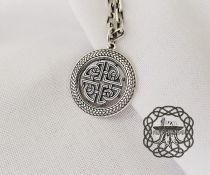 Handmade Sterling Silver Celtic Shield Knot Pendant. Norse Viking Jewelry.