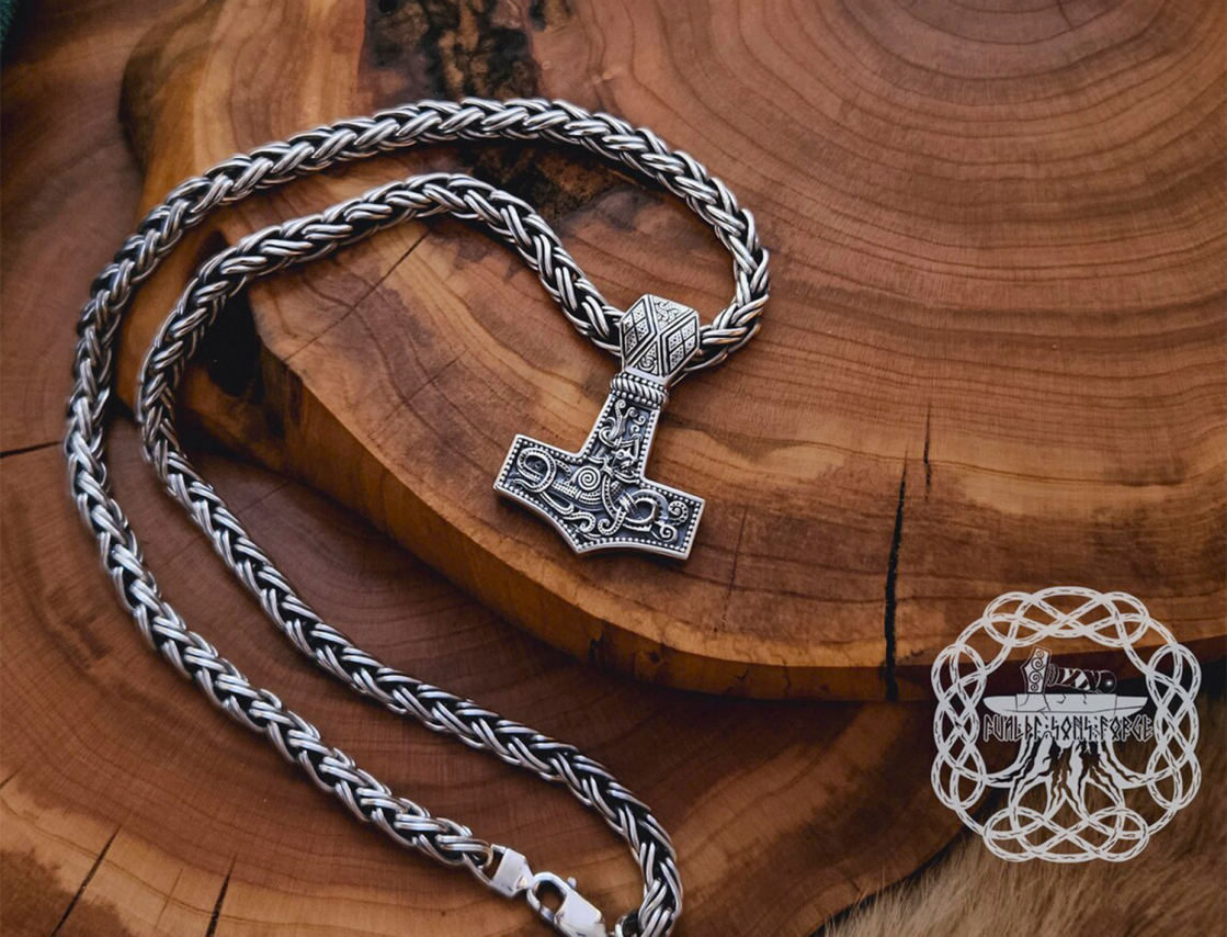 Sterling Silver Viking Chain. Authentic Handmade Norse Jewelry Necklace.