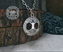 Handmade Sterling Silver Yggdrasil Pendant. Norse Viking Tree of Life Necklace.