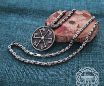 Handmade Sterling Silver Shield Pendant. Viking Axe Necklace.